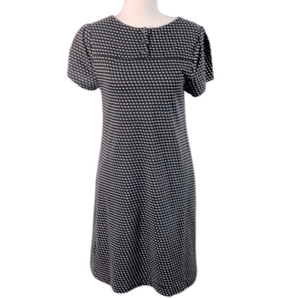 Maeve Anthropologie Black & White Short Sleeve Polka Dot Knee Length Dress